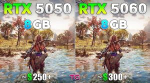 GeForce RTX 5050 i RTX 5060 przetestowano w 12 grach. RTX 5060 okazała się wyraźnie szybsza i w pełni uzasadnia dopłatę 50 dolar&oacute;w.