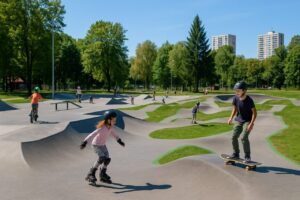 Skateparki Warszawy, Krakowa i Gdańska: adresy, darmowe pumptracki, spalanie kalorii, normy aktywności dla dzieci i dorosłych, zasady bezpieczeństwa.