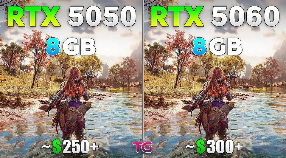 GeForce RTX 5050 i RTX 5060 przetestowano w 12 grach. RTX 5060 okazała się wyraźnie szybsza i w pełni uzasadnia dopłatę 50 dolarów.