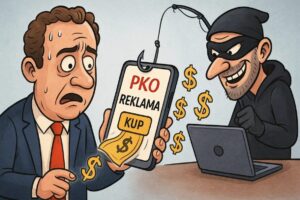 Nowa fala phishingu celuje w klientów biznesowych banku PKO. Cyberprzestępcy wyłudzają dane, co grozi utratą pieniędzy i dostępu do konta. Uważaj na reklamy.