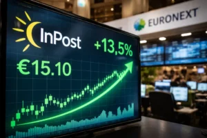 Akcje InPostu rosną o 13,5% po zapowiedzi przejęcia przez Advent-FedEx, wycena firmy osiąga 7,8 mld euro, zakończenie w drugiej połowie 2026.