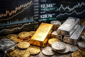 Aktualna cena złota i srebra na 12.02.2026: złoto powyżej 5000 USD/oz, srebro ok. 82&ndash;85 USD/oz, kurs metali i praktyczne wskaz&oacute;wki inwestycyjne.