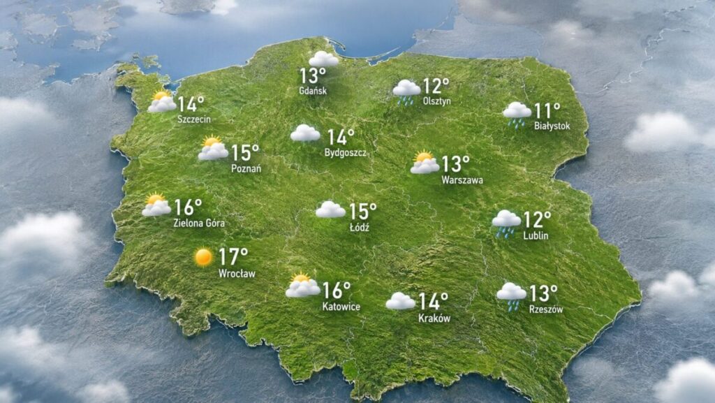 Pogoda w Polsce 11–17 maja 2026 według IMGW. Sprawdź temperatury, burze, przymrozki i ostrzeżenia dla Warszawy, Krakowa, Gdańska, Wrocławia i innych miast.