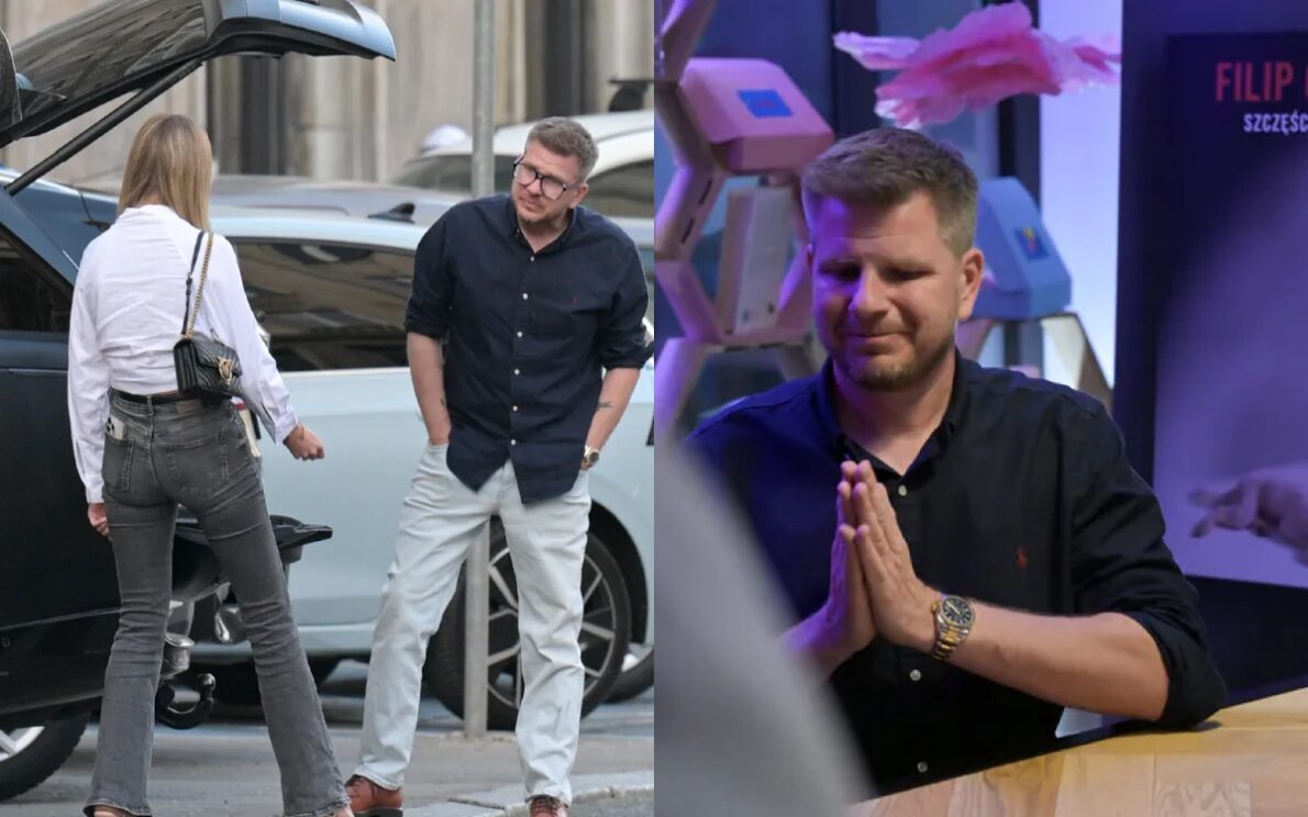 Filip Chajzer i dużo młodsza partnerka na premierze książki